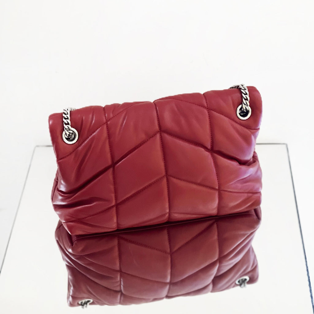 Saint Laurent Red Nappa Medium Puffer Loulou Shoulder Bag