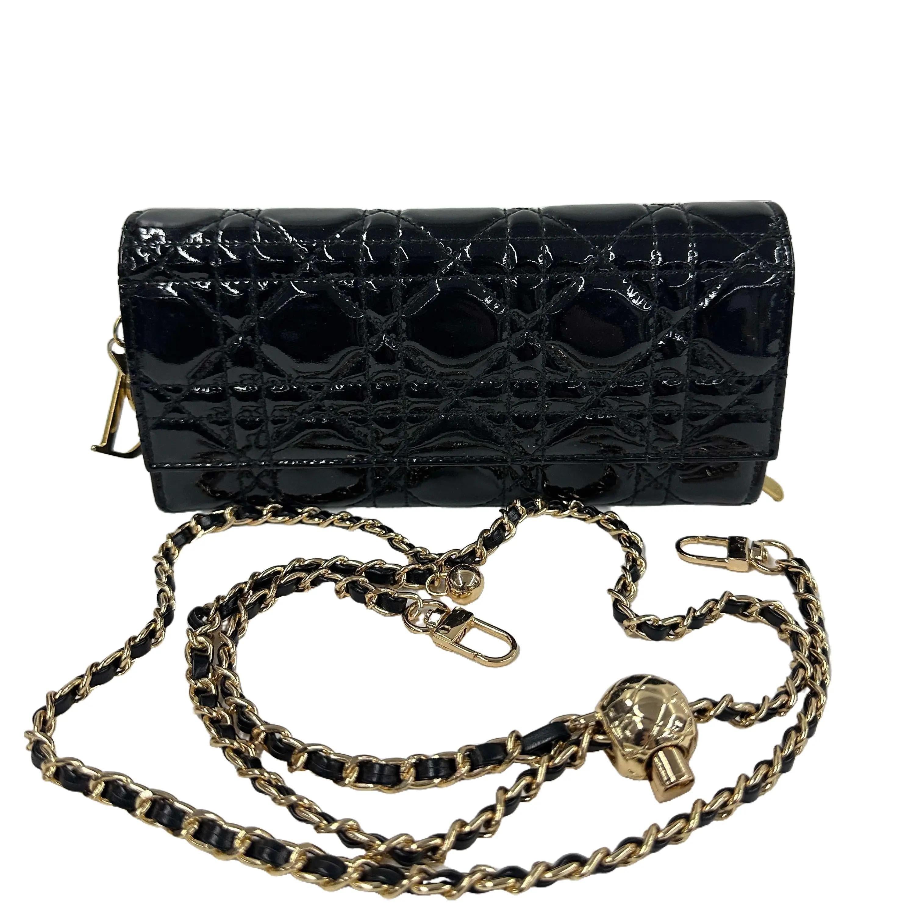 Dior Black Cannage Chain Wallet