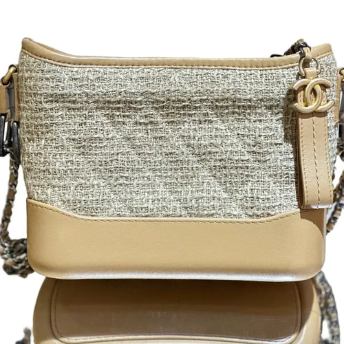 Pre-Owned - Chanel Gabrielle Hobo Bag - Beige Tweed and Tan Leather with Mixed Hardware Authentic Luxury by LUXE LINK