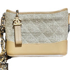 Chanel Gabrielle Hobo Bag - Beige Tweed and Tan Leather with Mixed Hardware