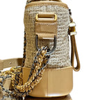 Chanel Gabrielle Hobo Bag - Beige Tweed and Tan Leather with Mixed Hardware