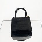 Balenciaga Hourglass XS Top Handle Bag – Black Shiny Crocodile-Embossed Calfskin