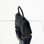 Balenciaga Hourglass XS Top Handle Bag – Black Shiny Crocodile-Embossed Calfskin