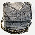 Chanel 19 Flap Bag Large Grey Acid Wash Denim