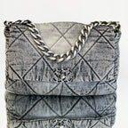 Chanel 19 Flap Bag Large Grey Acid Wash Denim