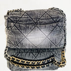 Chanel 19 Flap Bag Large Grey Acid Wash Denim