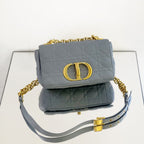 Medium Dior Caro Bag – Cloud Blue Cannage Calfskin with Gold-Finish Hardware
