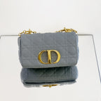 Medium Dior Caro Bag – Cloud Blue Cannage Calfskin with Gold-Finish Hardware
