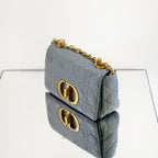 Medium Dior Caro Bag – Cloud Blue Cannage Calfskin with Gold-Finish Hardware