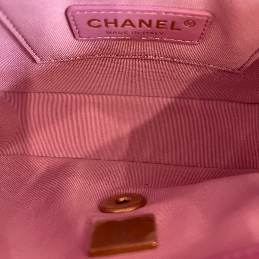 Chanel Pink Quilted Leather Mini Round Flap Bag with Braided Leather Chain & Gold-Tone Hardware