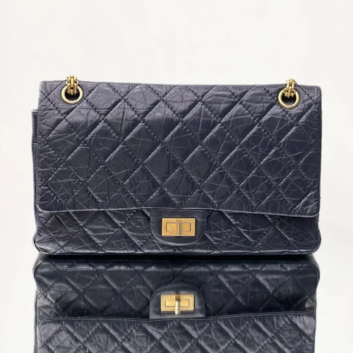 Pre-Owned - Chanel Reissue 2.55 Classic Flap Bag in Aged Midnight Blue Calfskin and Gold-Tone Hardware Authentic Luxury by LUXE LINK
