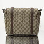 Gucci GG Supreme Messenger Bag - Interlocking G Satchel with Brown Leather Trim