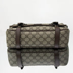 Gucci GG Supreme Messenger Bag - Interlocking G Satchel with Brown Leather Trim