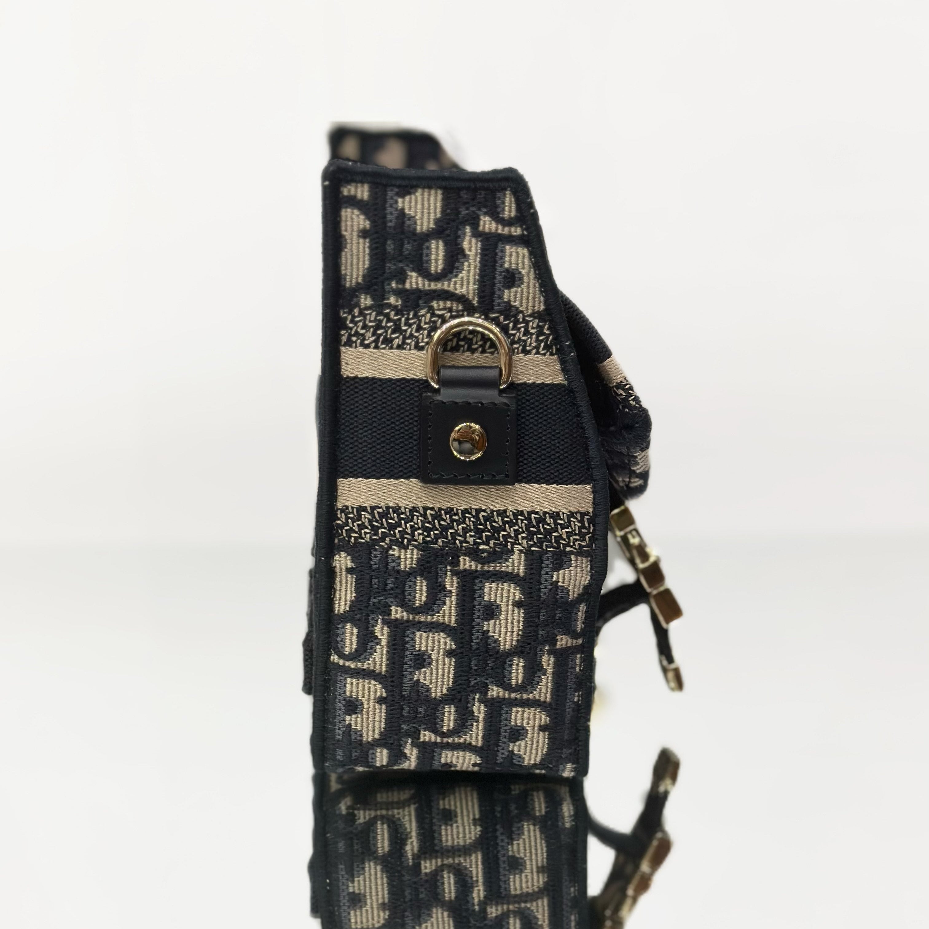 Dior Small DiorCamp Bag in Blue Dior Oblique Embroidery with Logo Strap