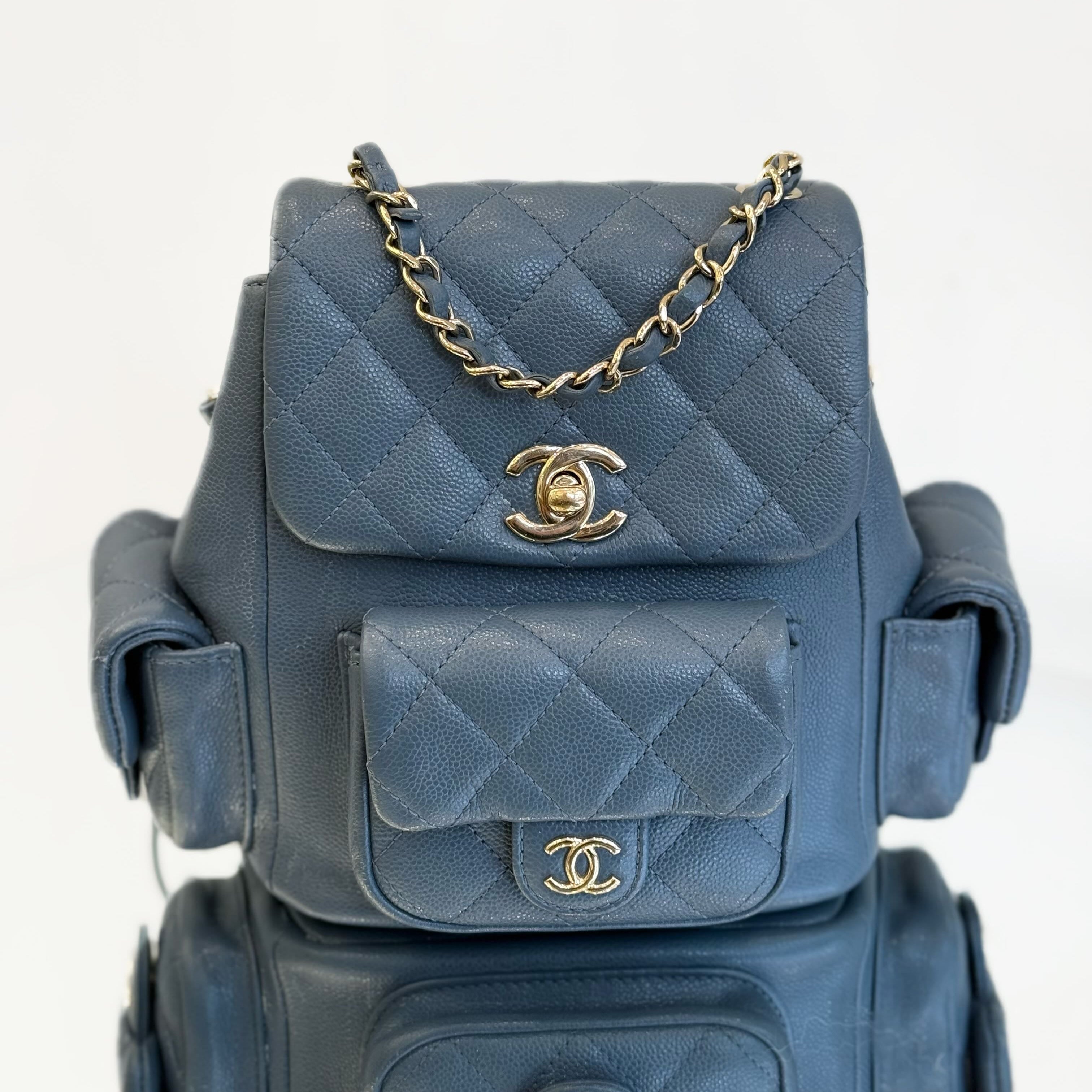 Chanel Caviar Quilted Duma Backpack – Blue