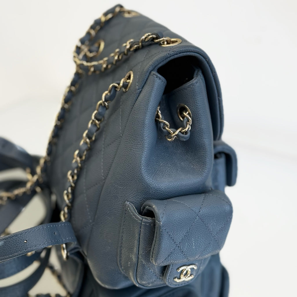 Chanel Caviar Quilted Duma Backpack – Blue