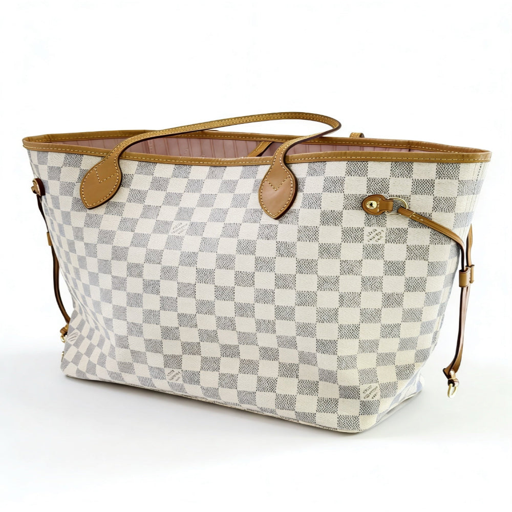 Louis Vuitton Neverfull Tote MM White Canvas Damier Azur