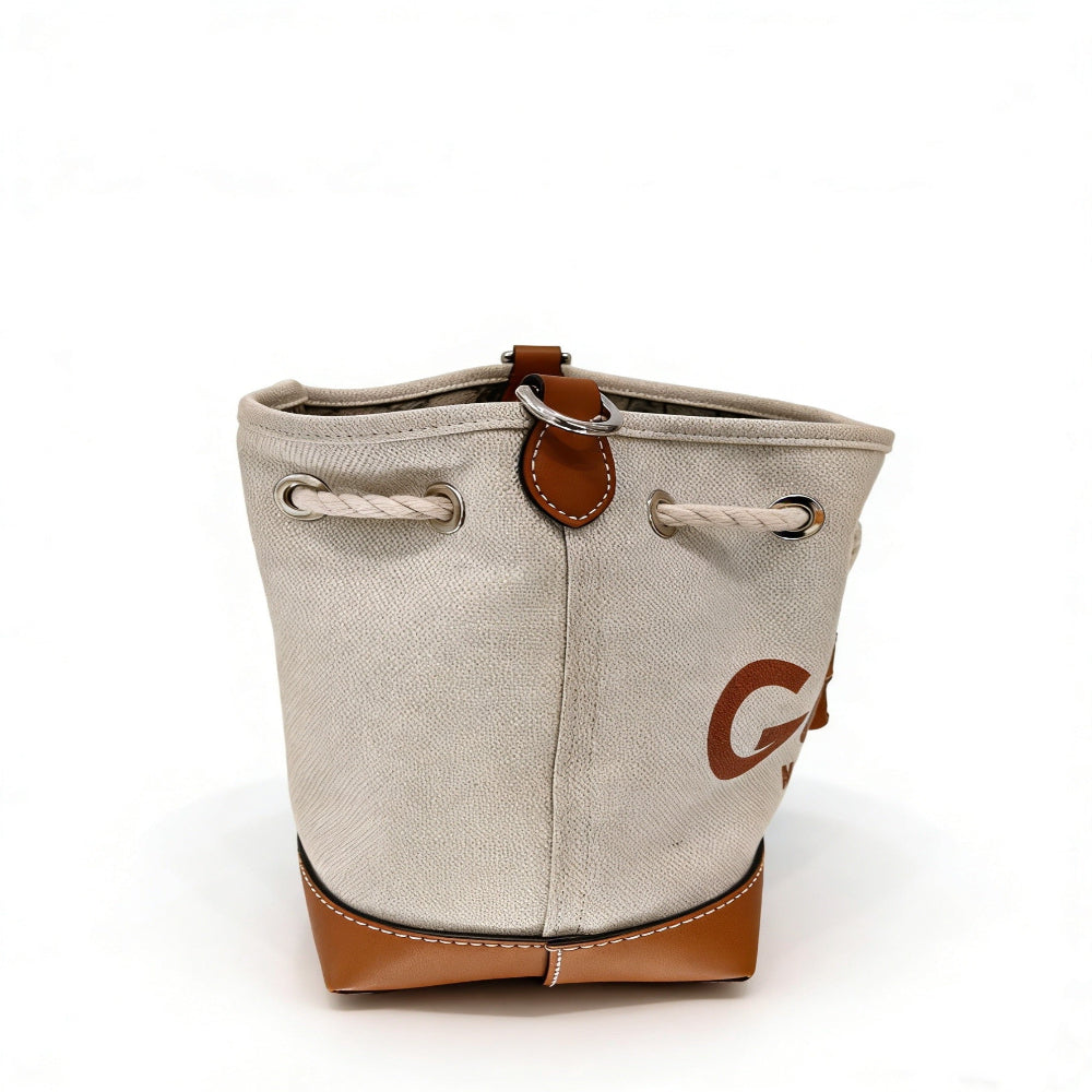 GUCCI Beige Cotton And Linen Mini Bucket Bag