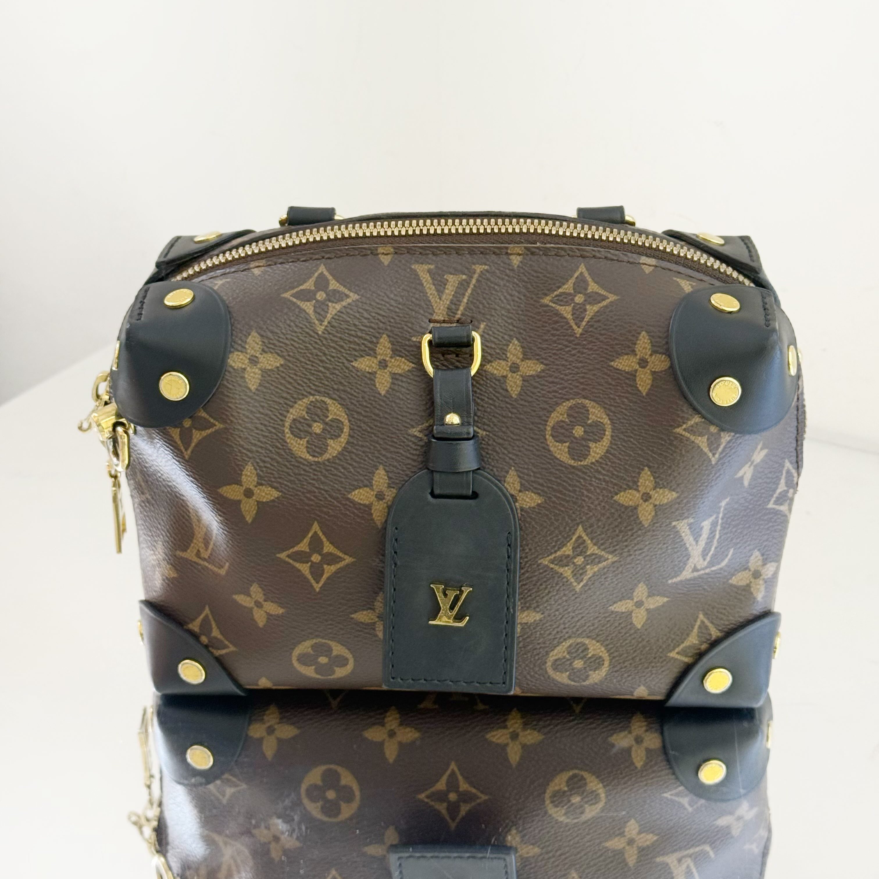 Louis Vuitton Petite Malle Souple in Monogram Canvas with Black Leather Trim