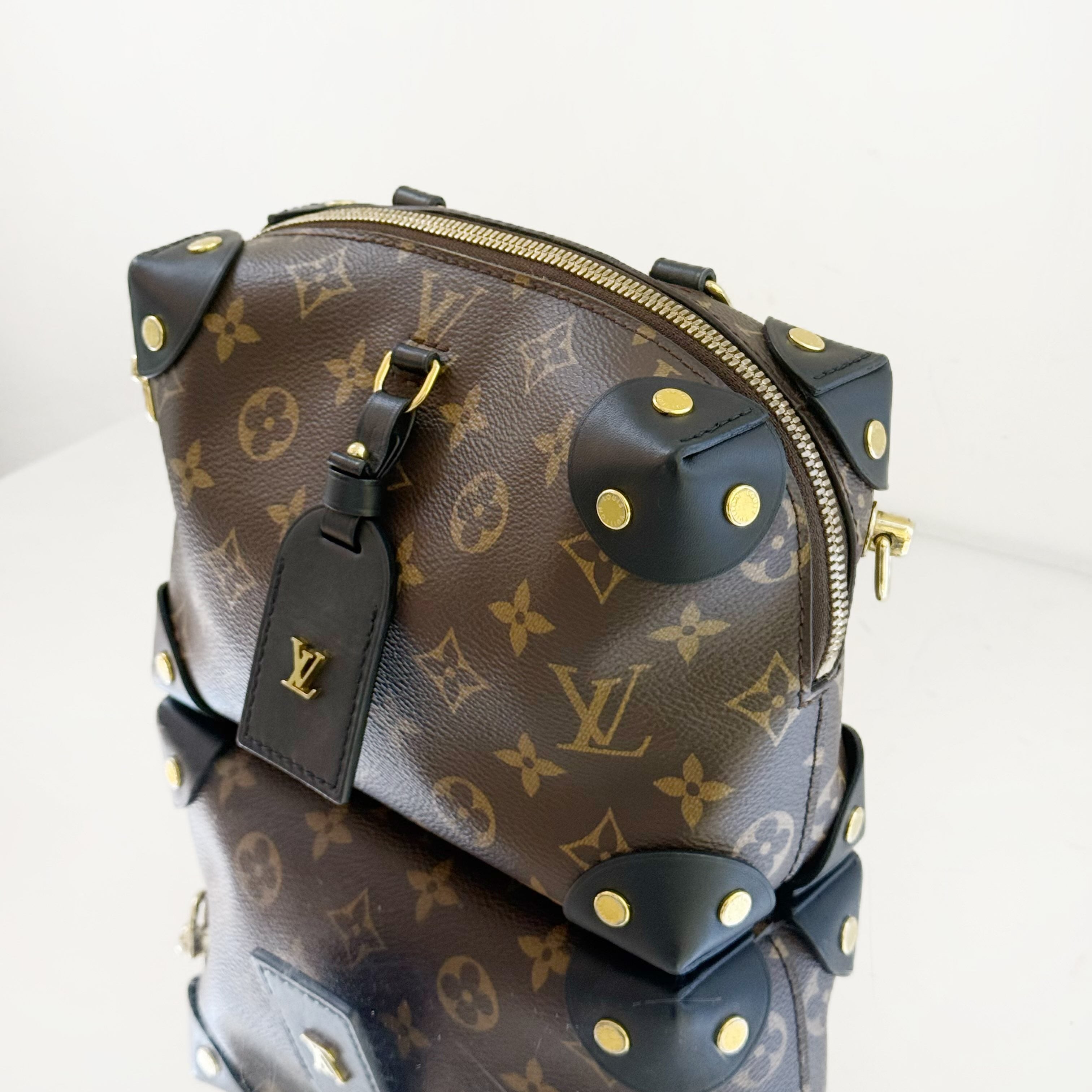 Louis Vuitton Petite Malle Souple in Monogram Canvas with Black Leather Trim