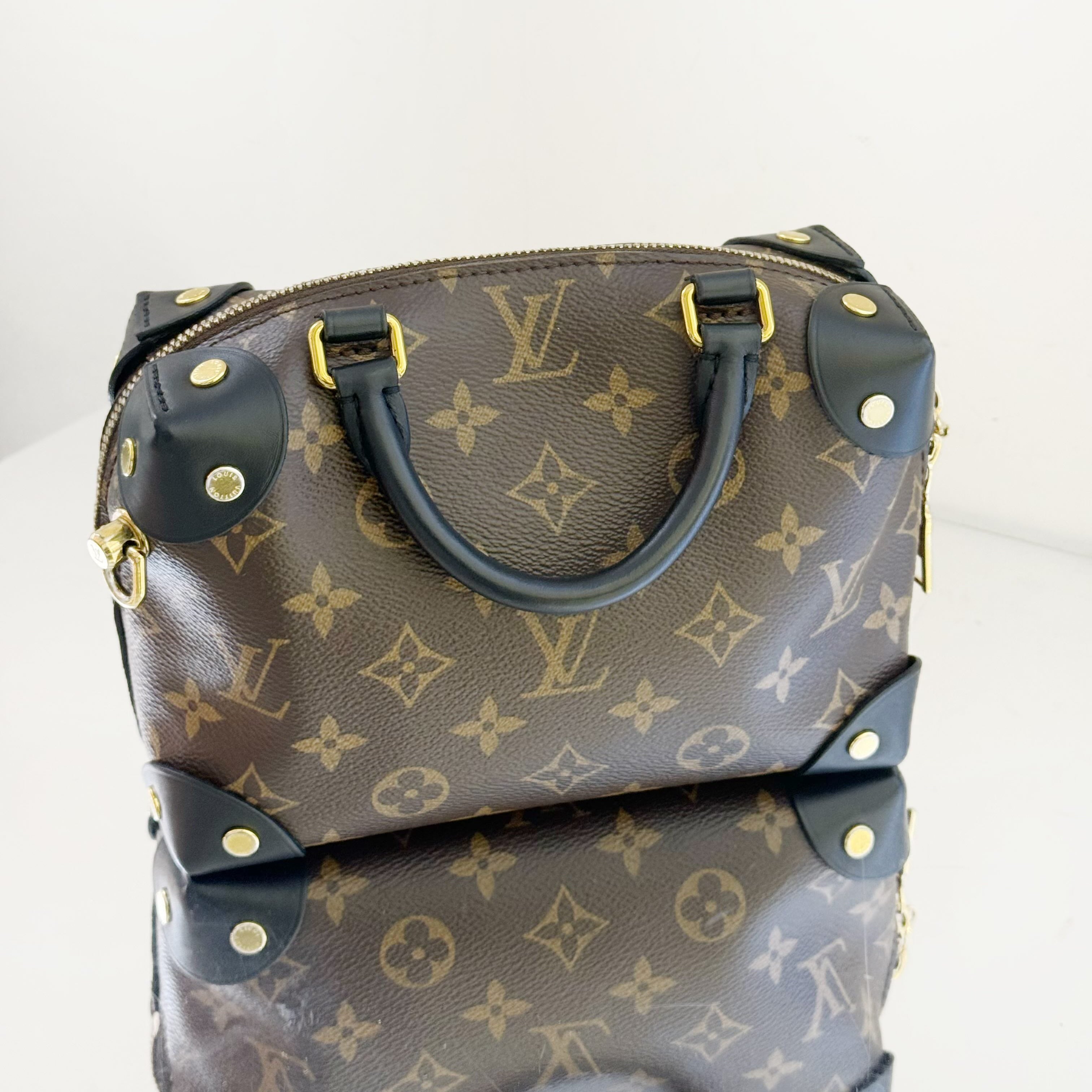 Louis Vuitton Petite Malle Souple in Monogram Canvas with Black Leather Trim