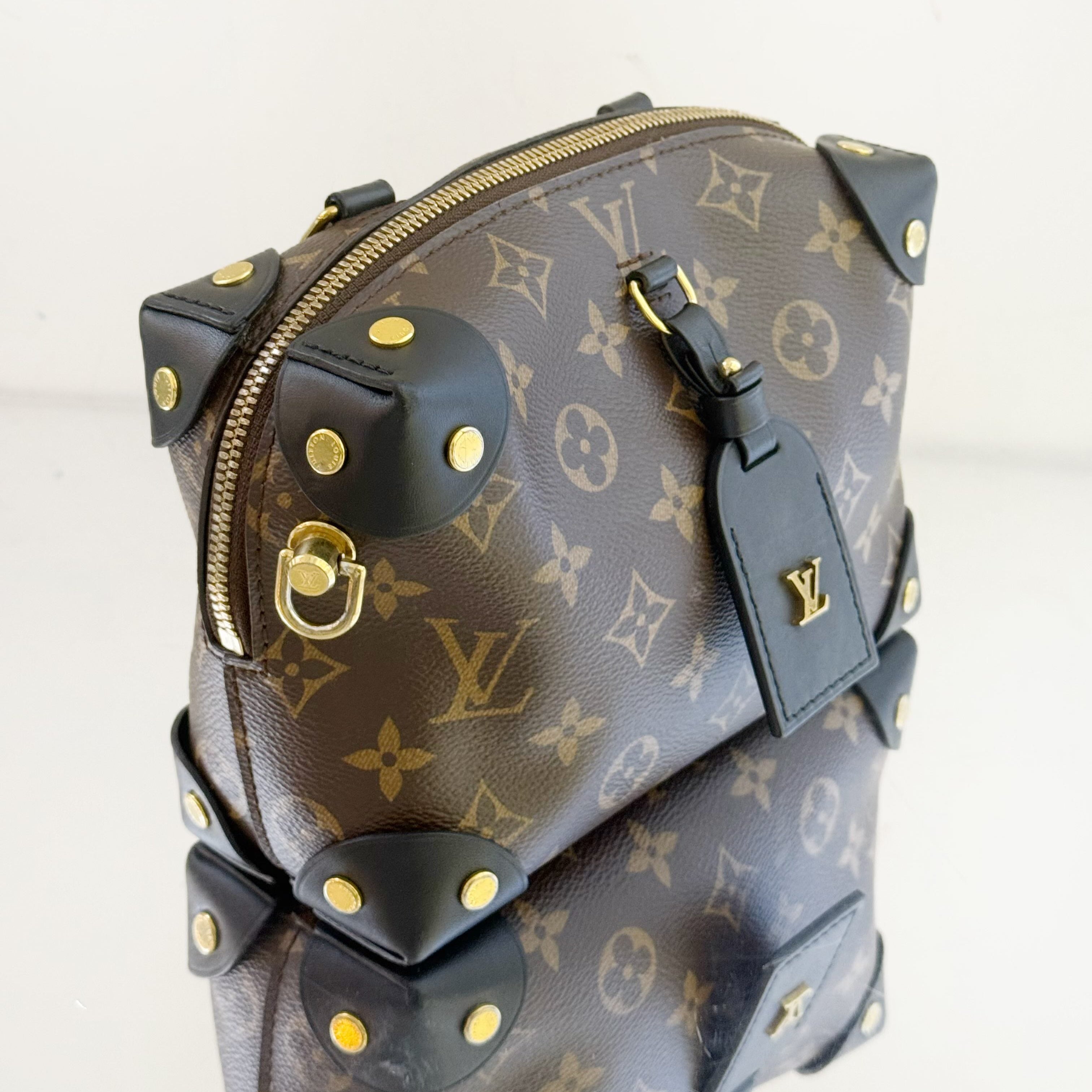 Louis Vuitton Petite Malle Souple in Monogram Canvas with Black Leather Trim