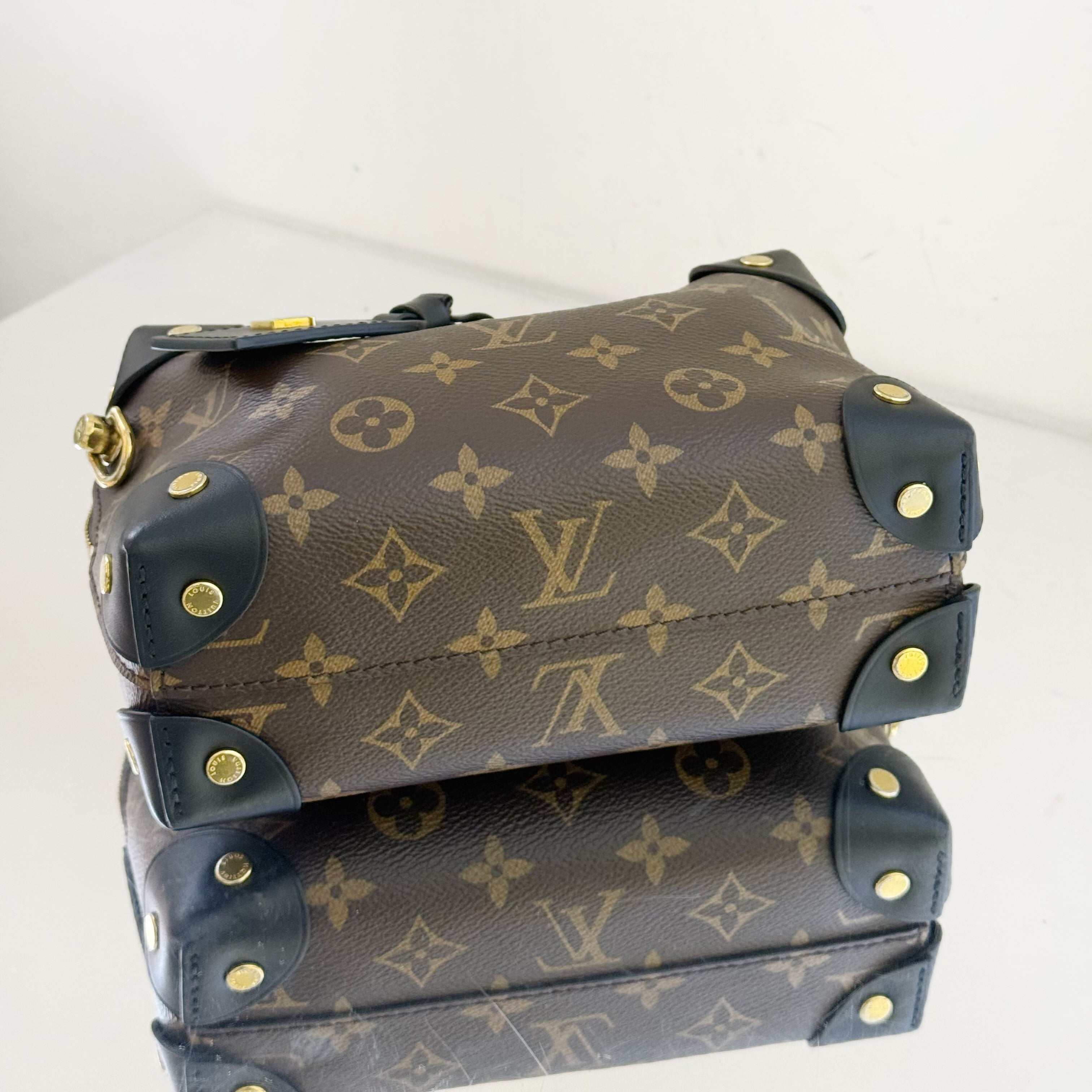 Louis Vuitton Petite Malle Souple in Monogram Canvas with Black Leather Trim
