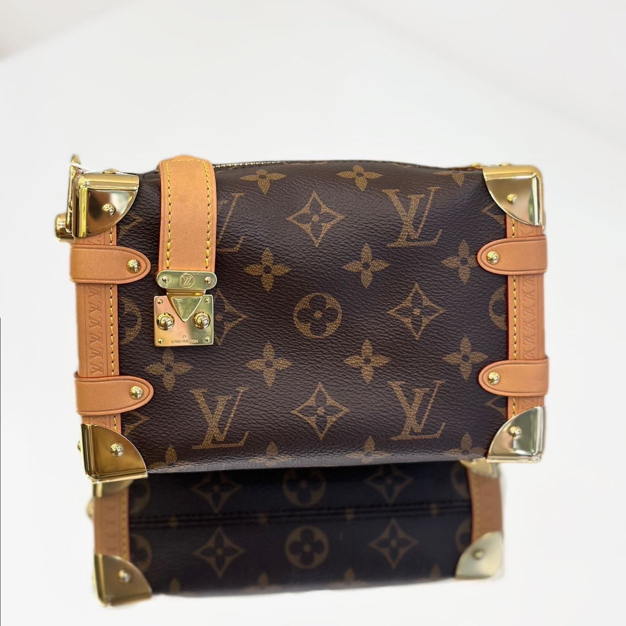Louis Vuitton Petite Malle Trunk Bag in Monogram Canvas with Vachetta Leather and Gold-Tone Hardware