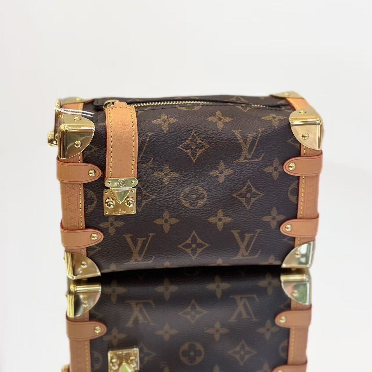 Louis Vuitton Petite Malle Trunk Bag in Monogram Canvas with Vachetta Leather and Gold-Tone Hardware