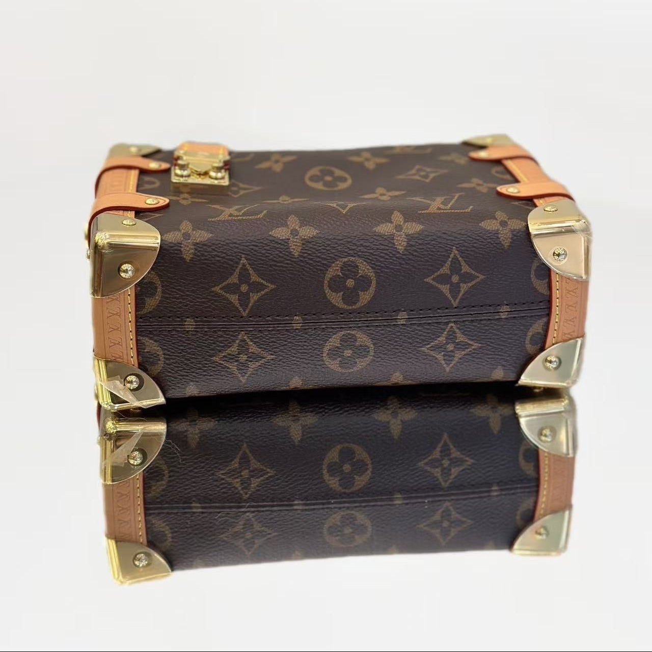 Louis Vuitton Petite Malle Trunk Bag in Monogram Canvas with Vachetta Leather and Gold-Tone Hardware