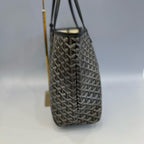 Authentic Goyard Saint Louis PM Tote Bag - Classic Black/Tan Goyardine Canvas
