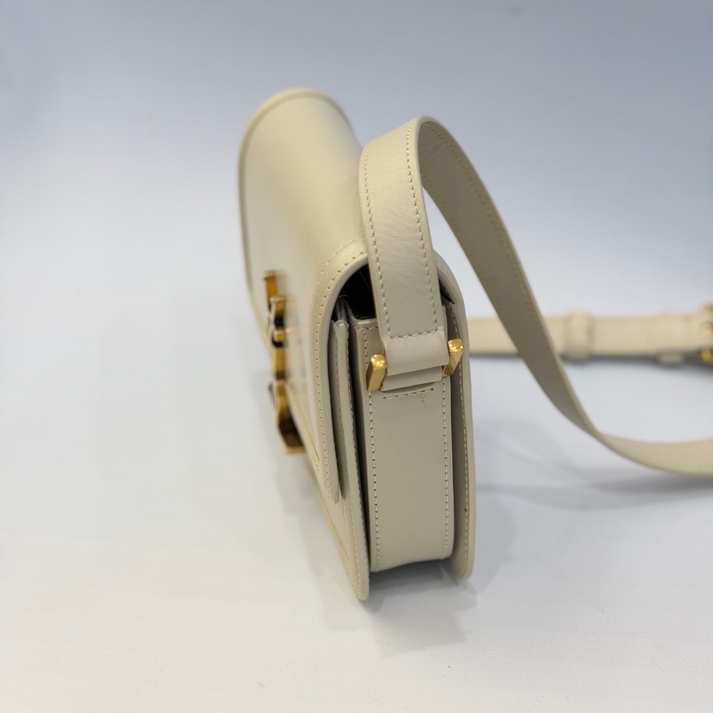 Saint Laurent Solferino Small Shoulder Bag in Cream Box Leather