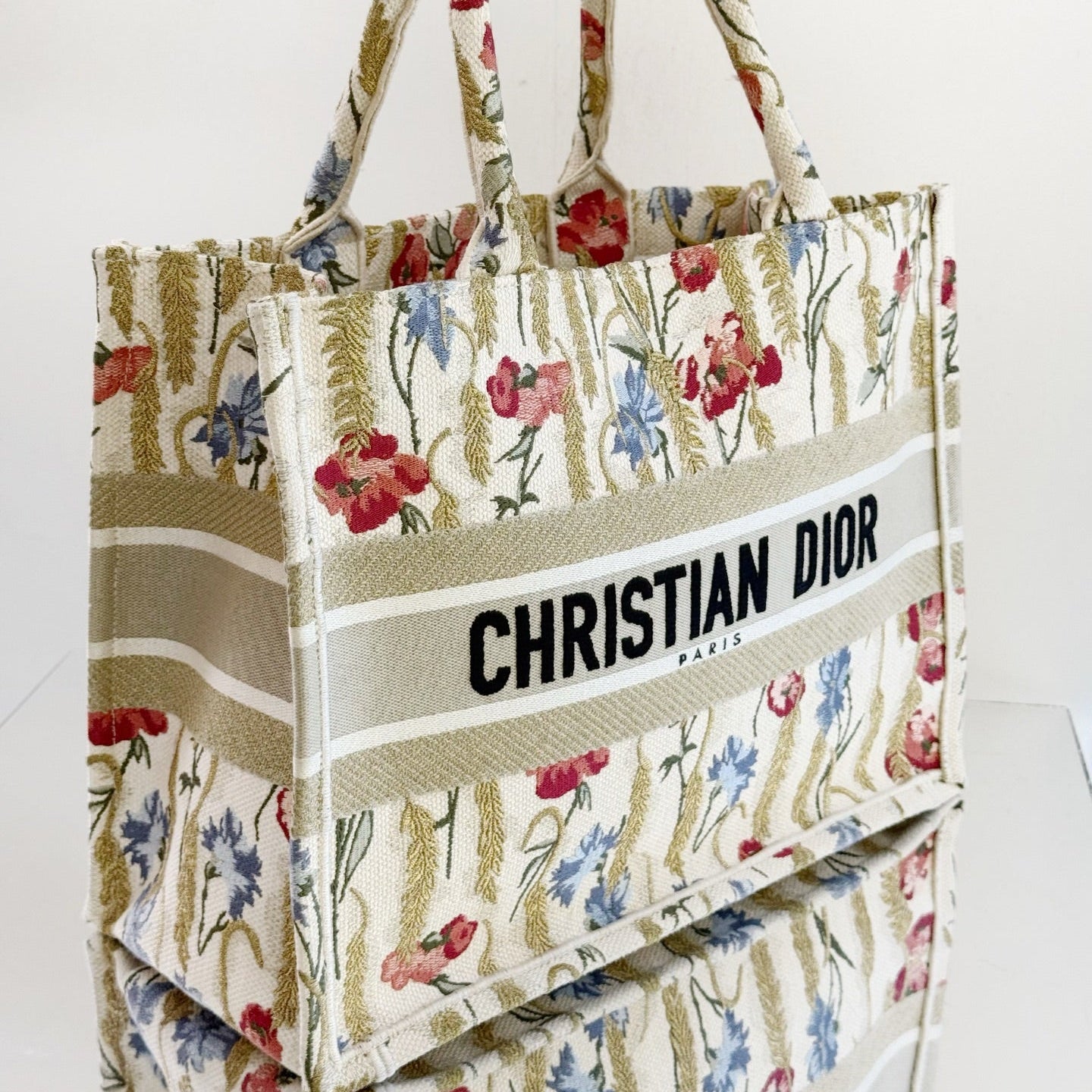 Christian Dior Large Book Tote – Multicolored Herbarium Floral Embroidery