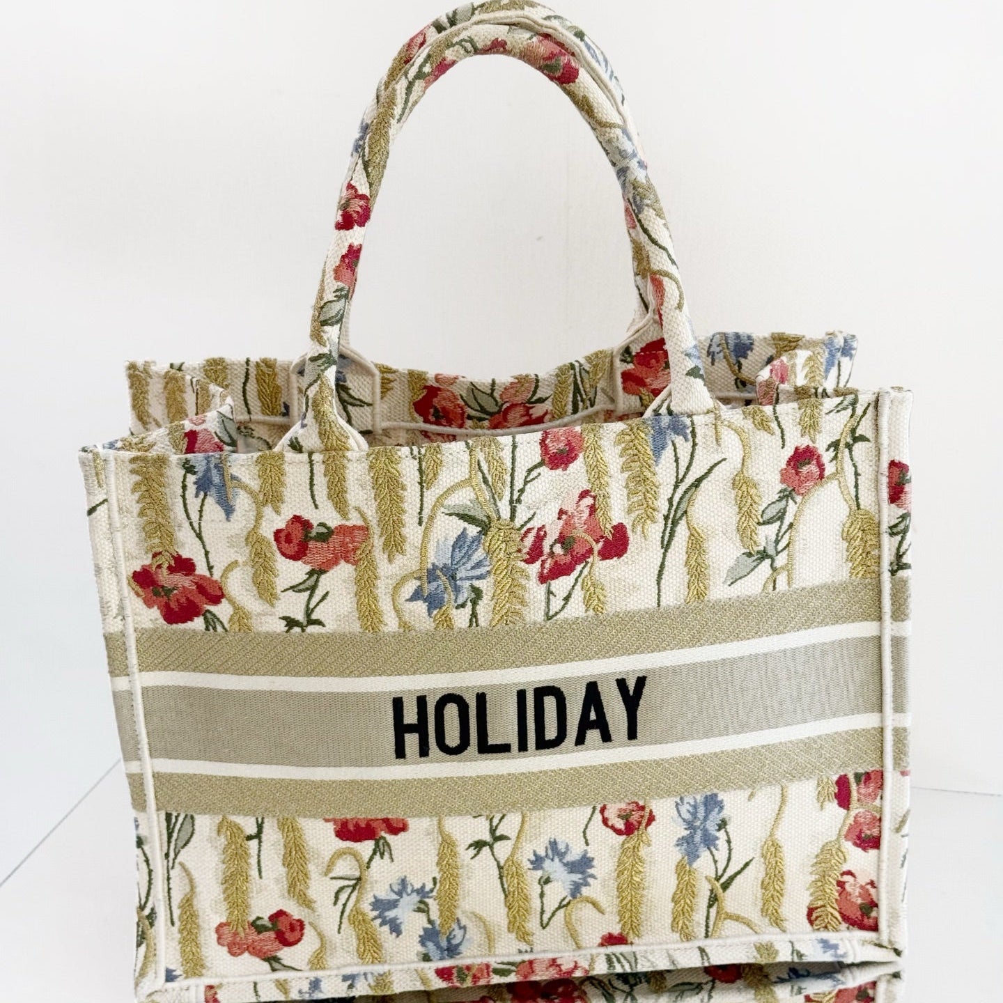 Christian Dior Large Book Tote – Multicolored Herbarium Floral Embroidery