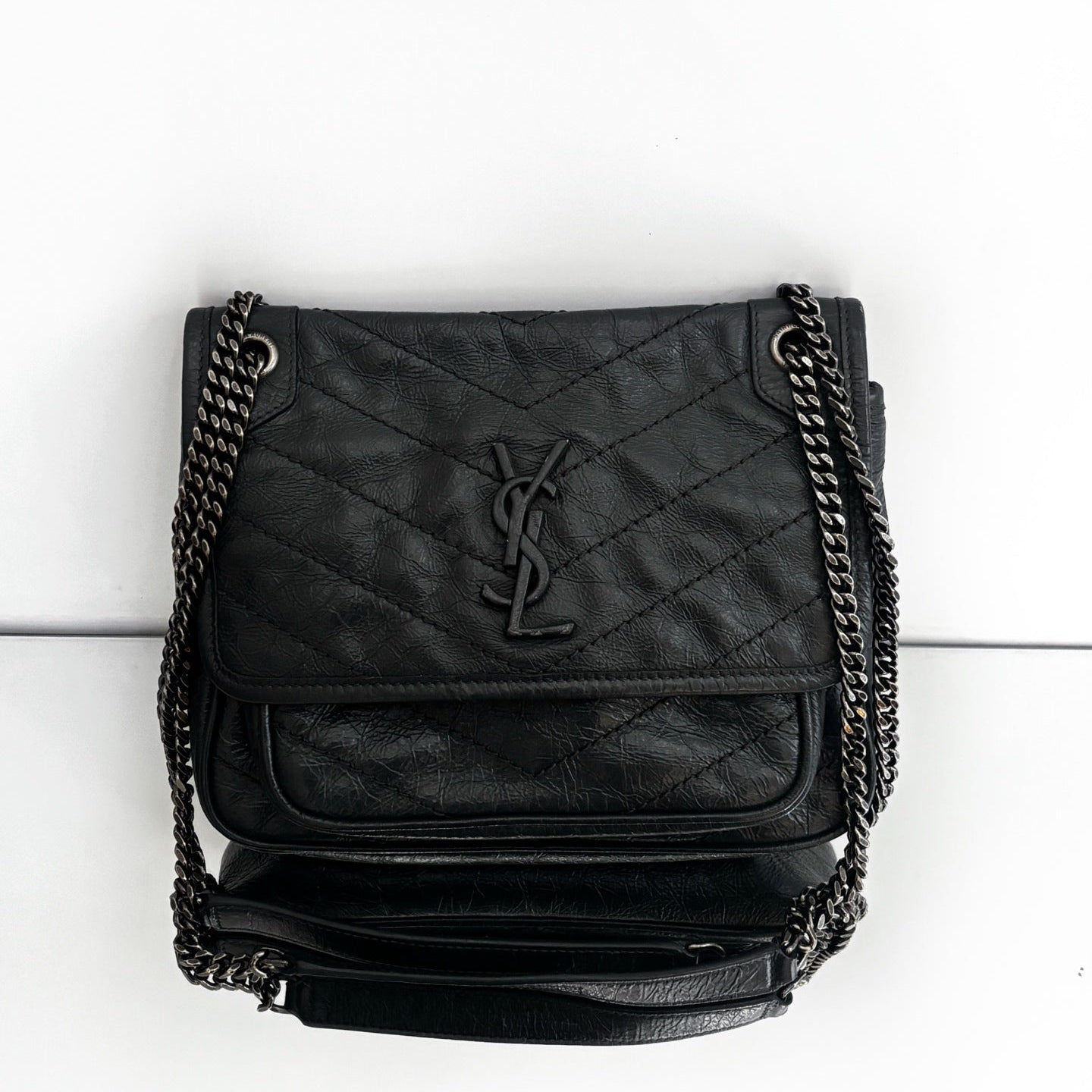 Saint Laurent Niki Medium in Crinkled Vintage Leather with Black Hardware
