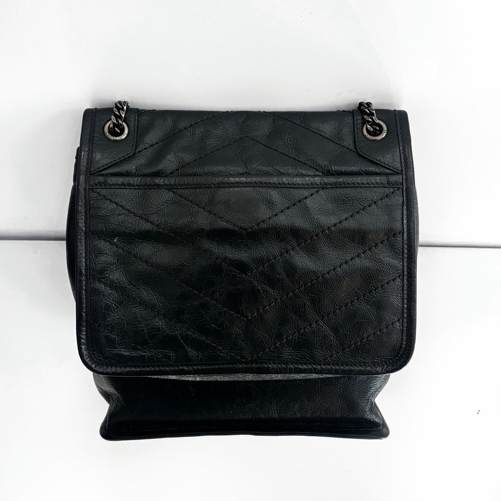 Saint Laurent Niki Medium in Crinkled Vintage Leather with Black Hardware