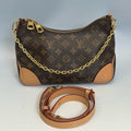 Louis Vuitton Boulogne in Monogram Canvas with Black/Tan Leather Trim and Gold-Tone Chain