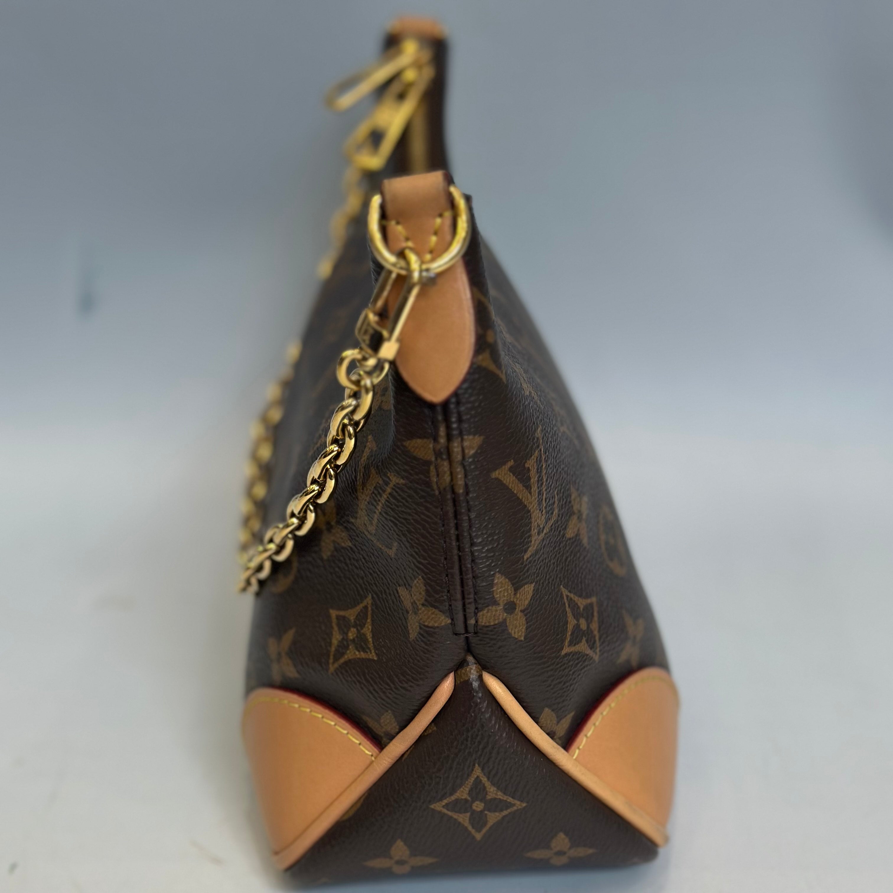 Louis Vuitton Boulogne in Monogram Canvas with Black/Tan Leather Trim and Gold-Tone Chain