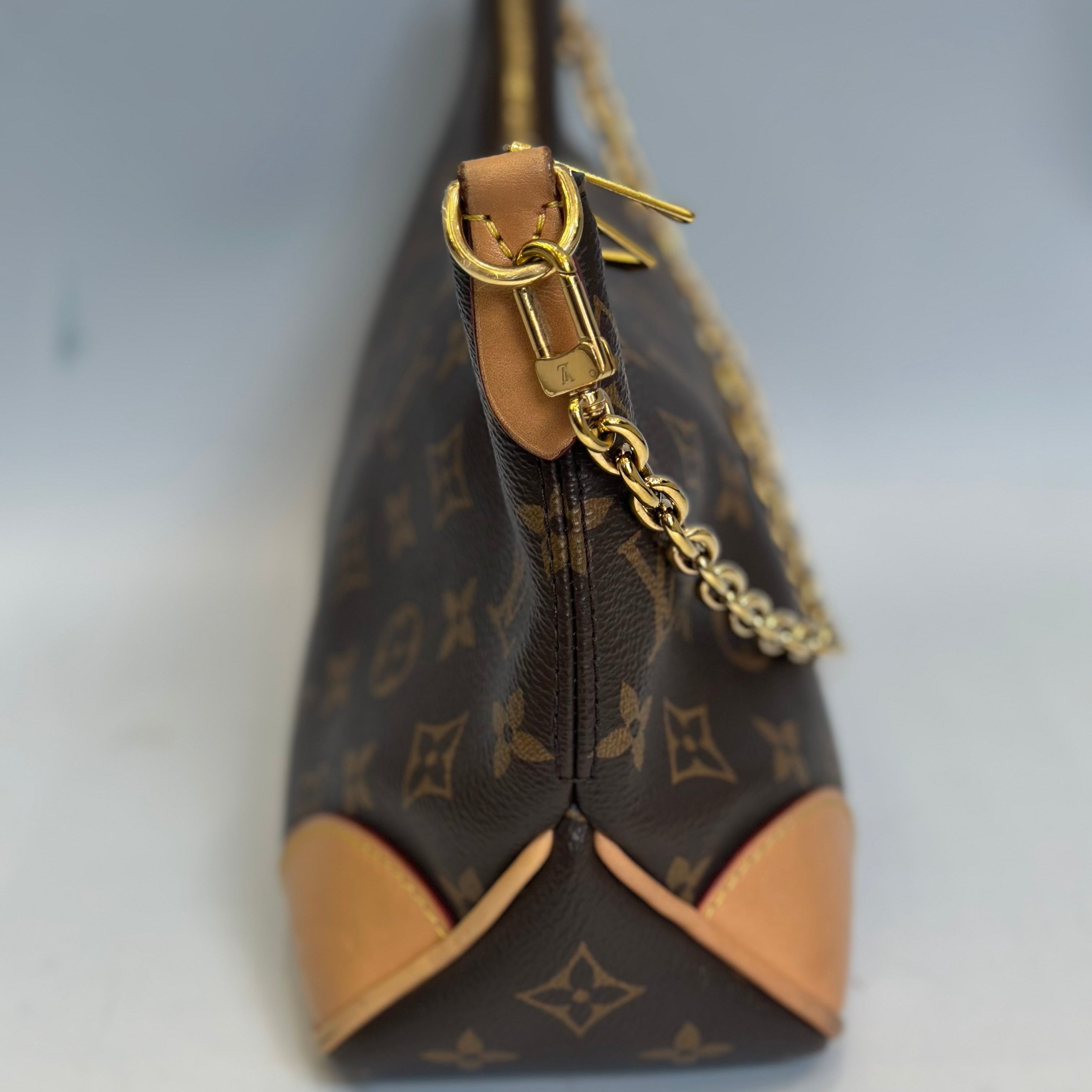 Louis Vuitton Boulogne in Monogram Canvas with Black/Tan Leather Trim and Gold-Tone Chain