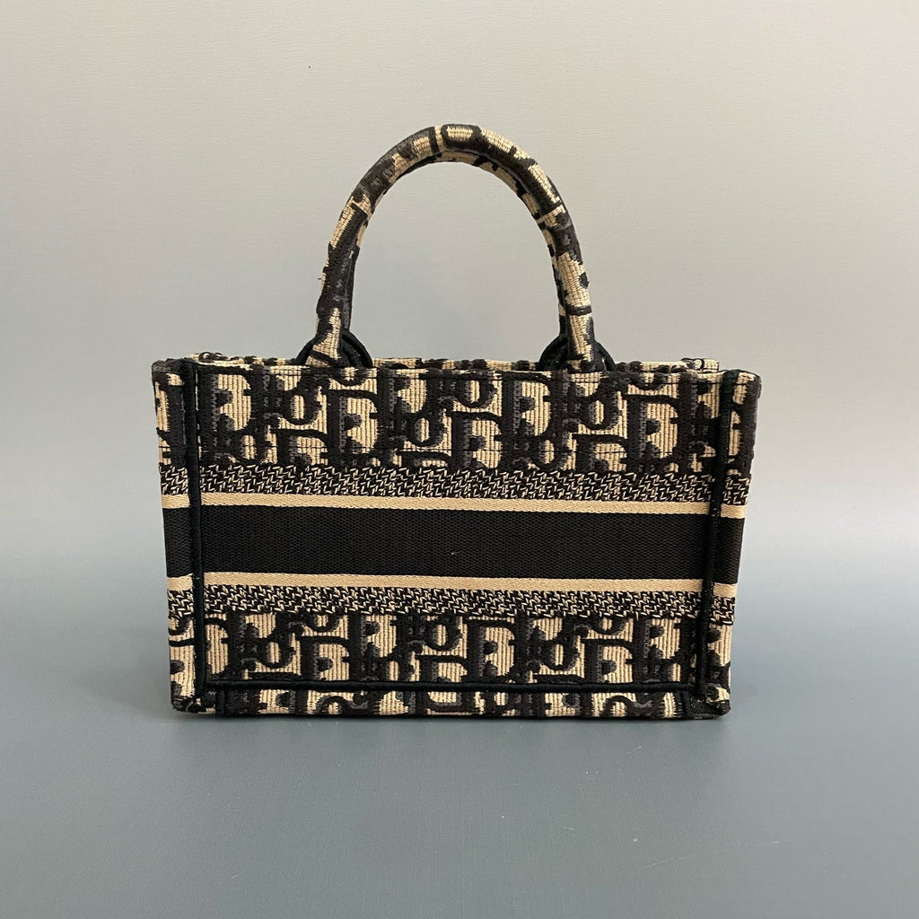 Christian Dior Mini Book Tote in Blue Dior Oblique Embroidery with Matching Strap