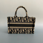 Christian Dior Mini Book Tote in Blue Dior Oblique Embroidery with Matching Strap