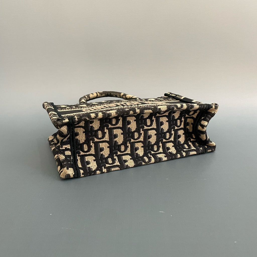 Christian Dior Mini Book Tote in Blue Dior Oblique Embroidery with Matching Strap