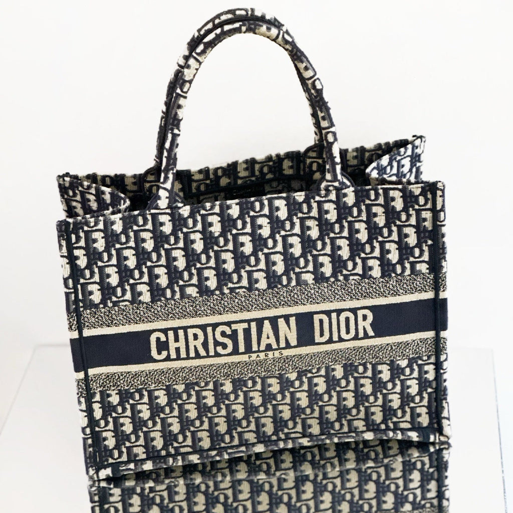 Christian Dior Large Book Tote in Blue Dior Oblique Embroidery, M1286ZRIW_M928