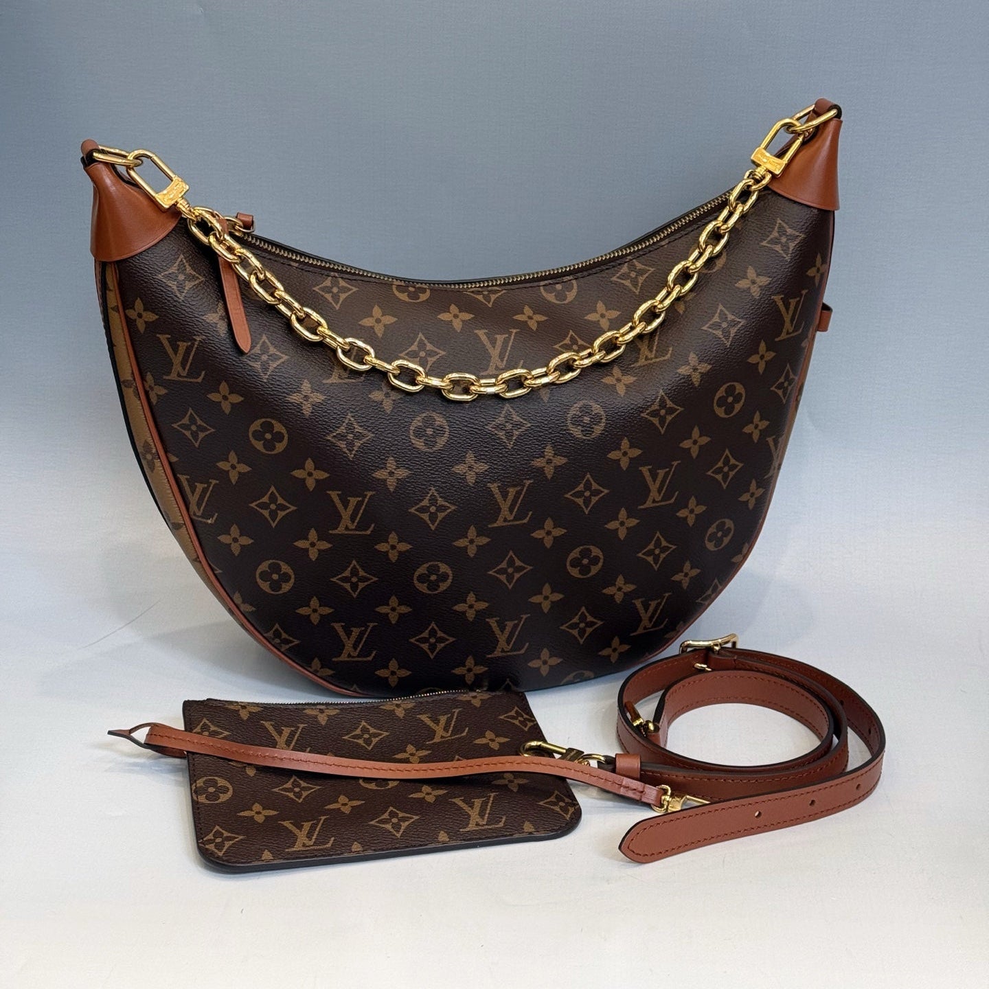 Louis Vuitton Loop GM in Monogram Canvas with Gold-Tone Chain and Removable Pouch