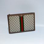 Gucci Ophidia GG Large Portfolio – Beige/Ebeny Supreme Canvas with Green & Red Web