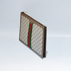 Gucci Ophidia GG Large Portfolio – Beige/Ebeny Supreme Canvas with Green & Red Web