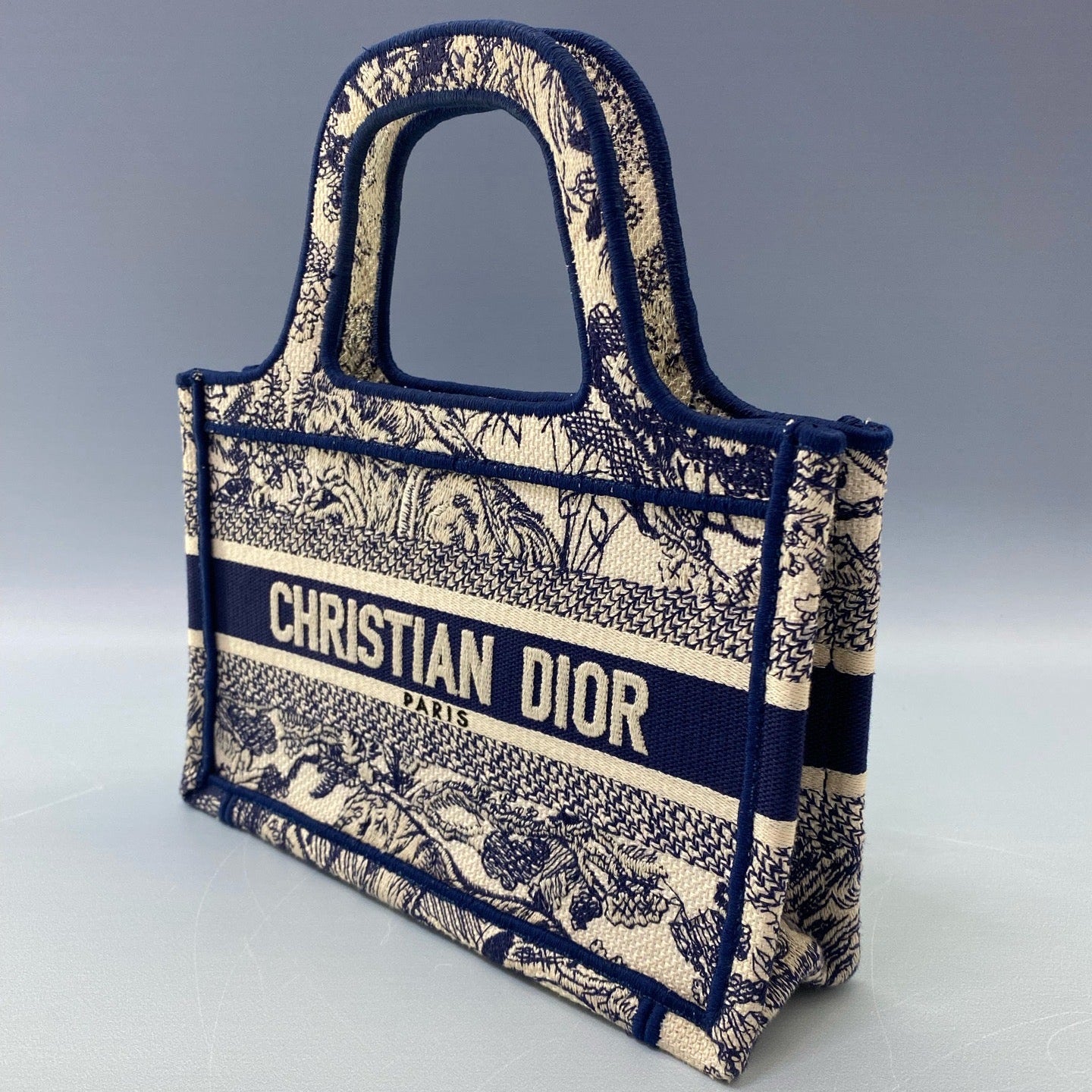 Christian Dior Mini Book Tote – Blue Toile de Jouy Reverse Embroidery