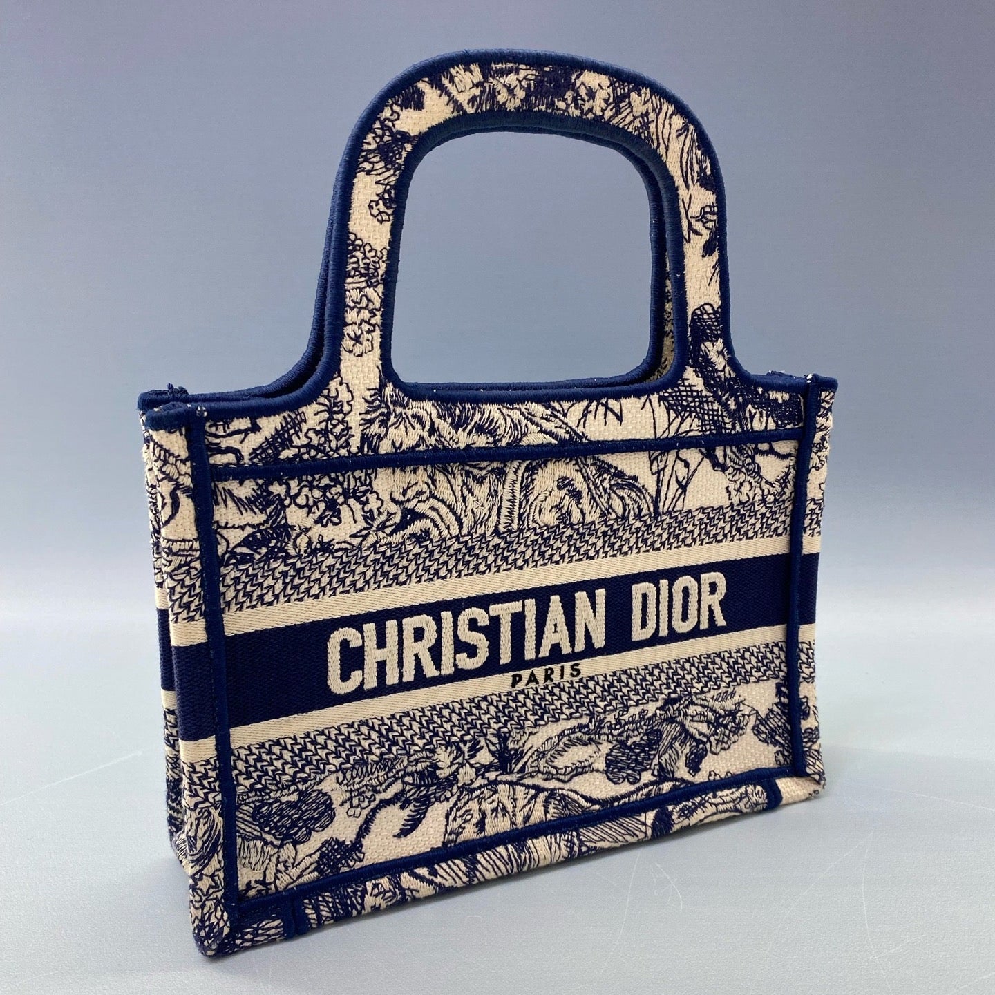 Christian Dior Mini Book Tote – Blue Toile de Jouy Reverse Embroidery