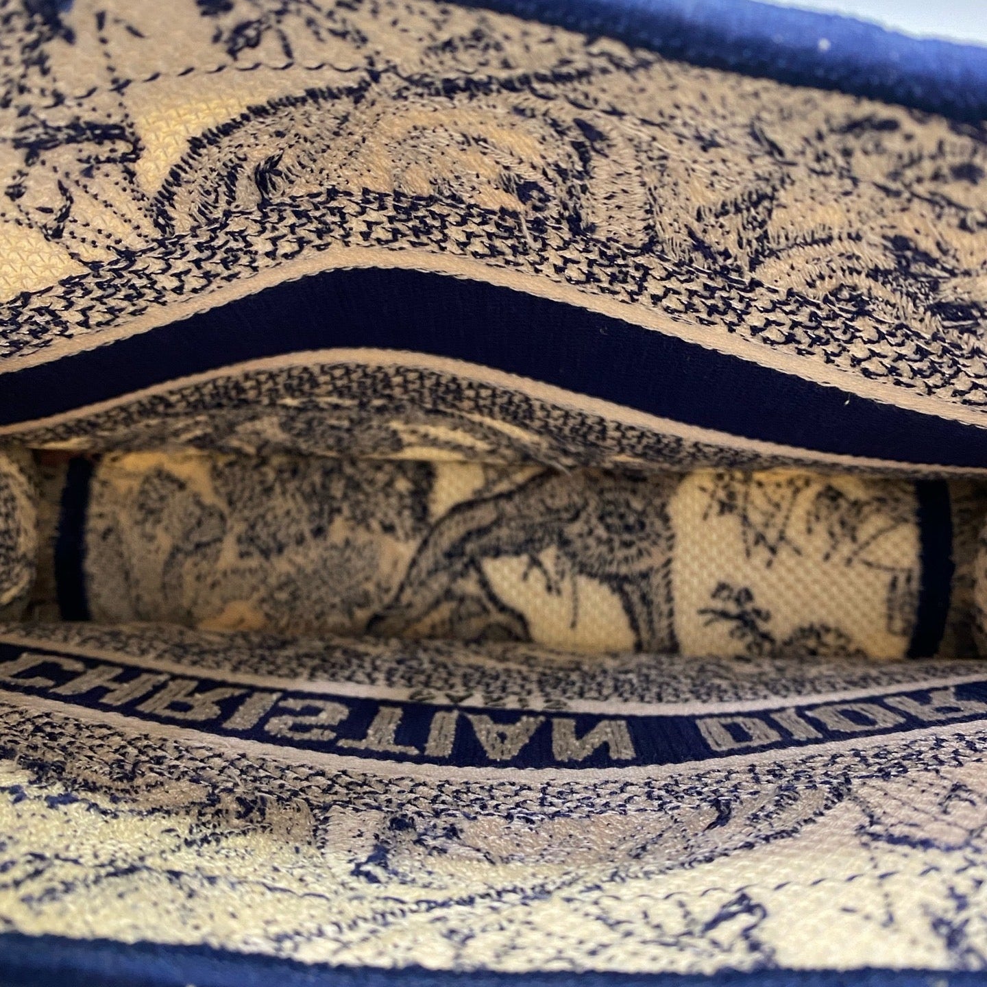 Christian Dior Mini Book Tote – Blue Toile de Jouy Reverse Embroidery