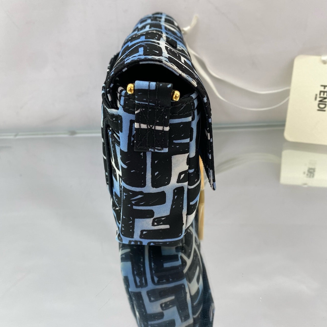 Fendi x Joshua Vides California Sky Baguette – Blue & White Sketch Print Silk/Canvas